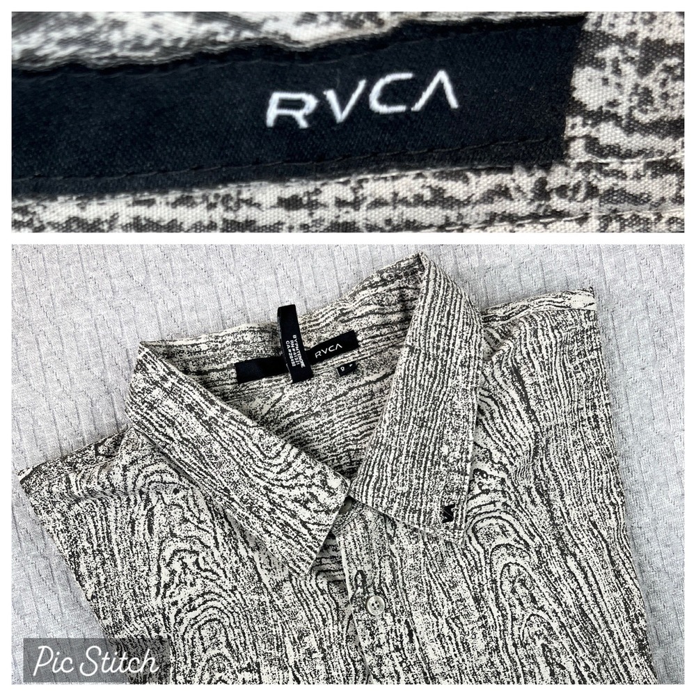 RVCA dress shirt Men Extra Large woodgrain‎ Button Up Long Sleeve outdoors